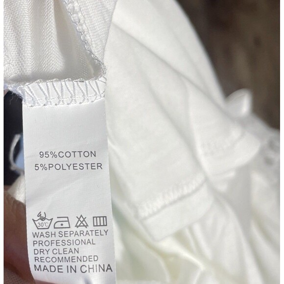 White Sheer Chiffon Lace Trim Nightgown Romantic Bridal Lingerie Slip Dress M - Picture 9 of 9